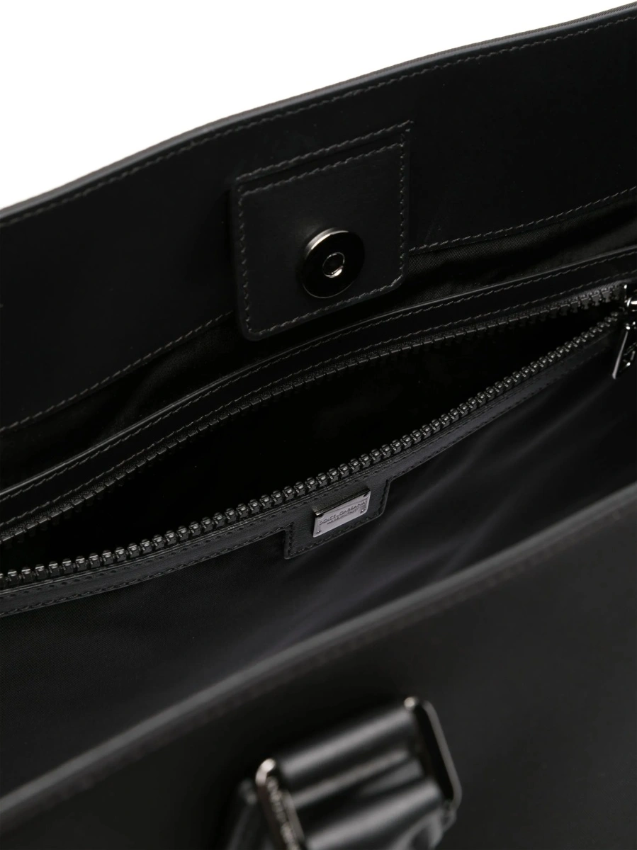 Geanta de mana Dolce &amp; Gabbana neagra din nylon si piele - Img 5