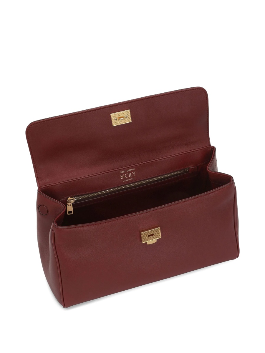 Geanta de mana Dolce &amp; Gabbana Sicily rosie din pvc si piele - Img 4