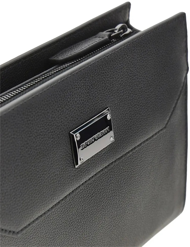 Geanta de mana Grained leather pouch with shoulder strap - Img 4