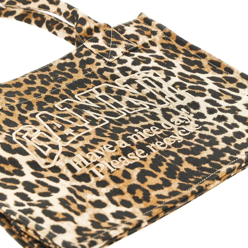 Geanta de mana Leopard canvas large tote bag - Img 4