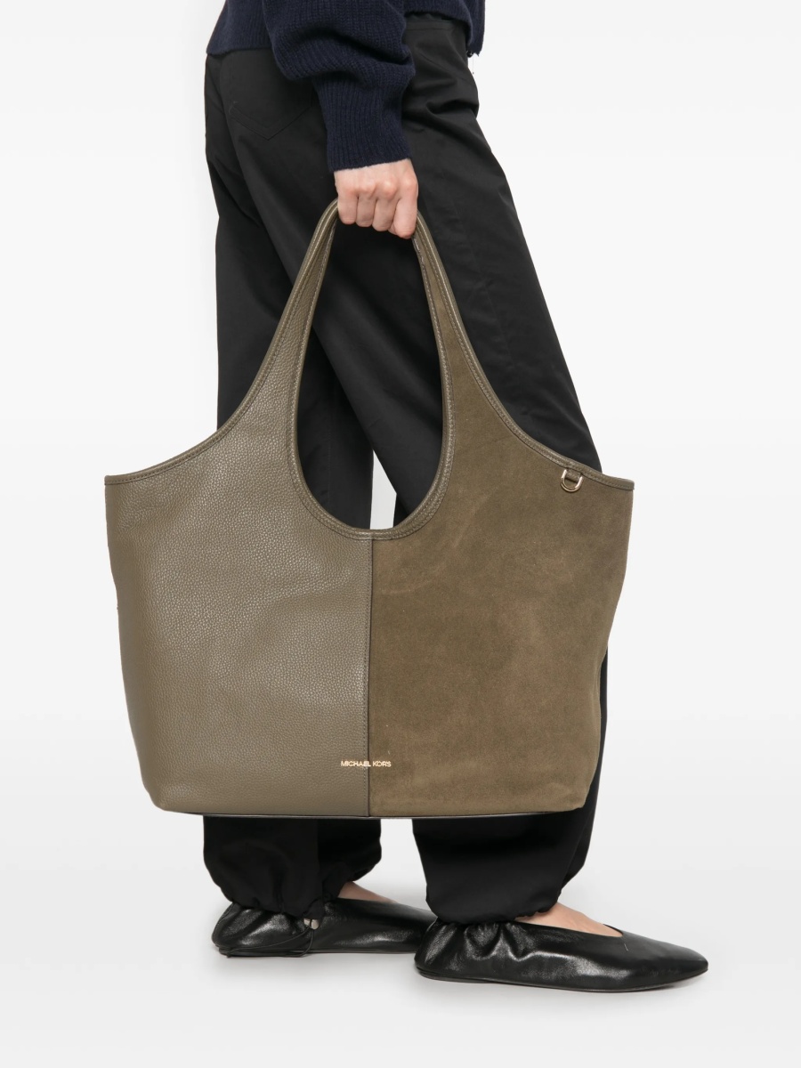 Geanta de mana Michael Kors verde din piele intoarsa si piele - Img 2