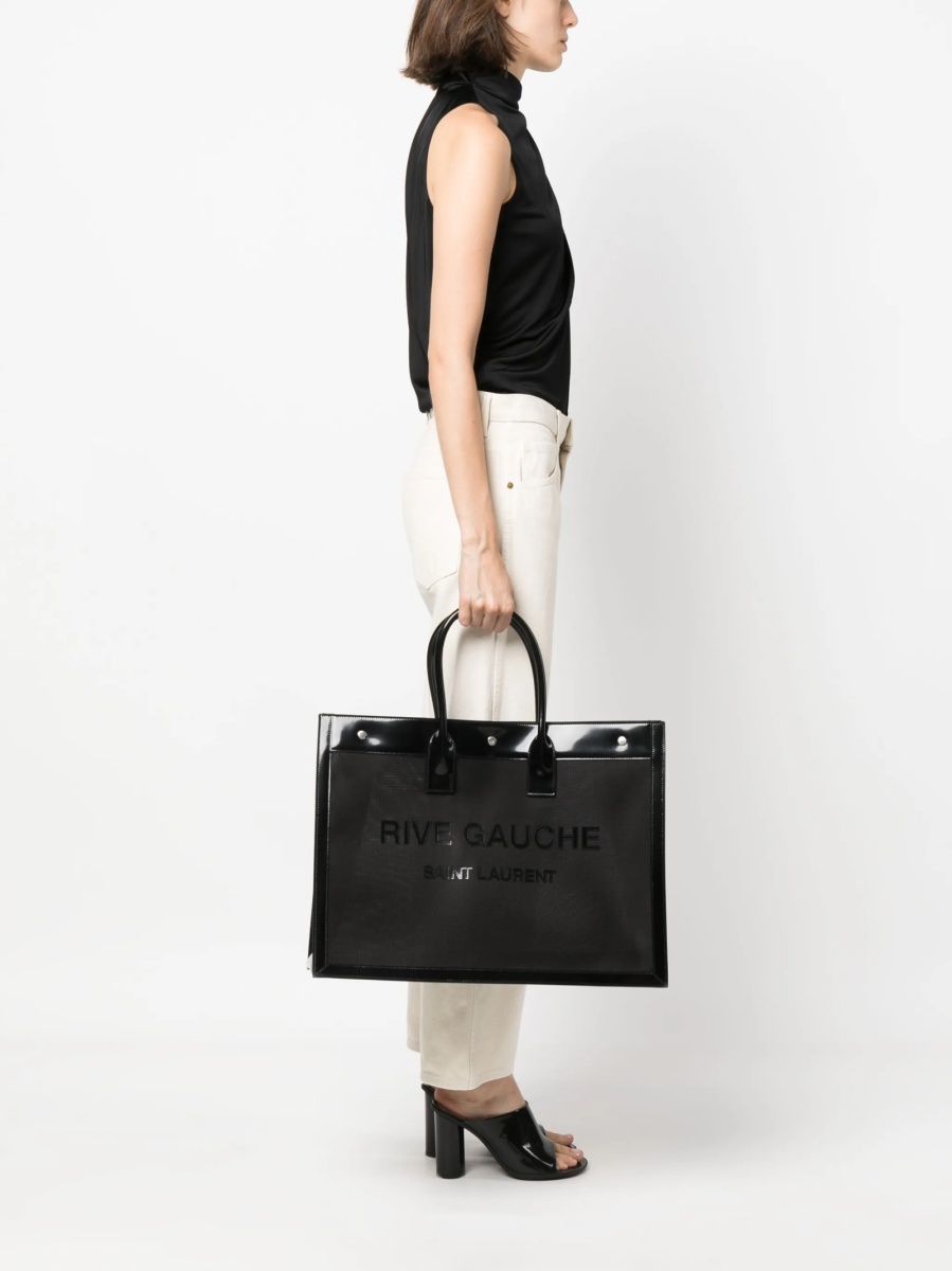 Geanta de mana Saint Laurent Rive Gauche neagra din poliamida si piele - Img 2