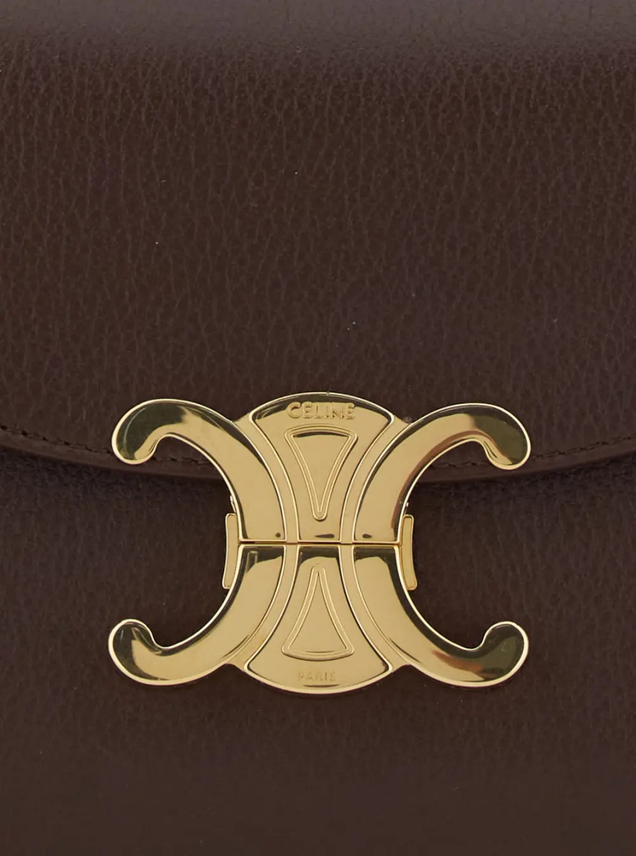 Geanta de mana 'Teen Nino' Brown Handbag with adjustable and removable shoulder strap and Triomphe plaque closure in leather for women - Img 3