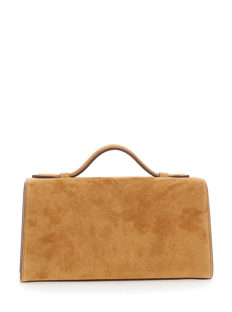 Geanta de mana 'The Symmetry Pochette' Brown Handbag with Turn Lock Closure and Top Handle in Suede for Women - Img 2