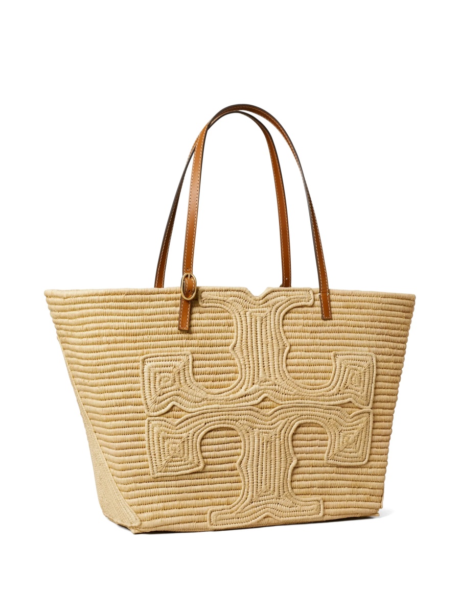 Geanta de mana Tory Burch neutra din paie si piele - Img 3