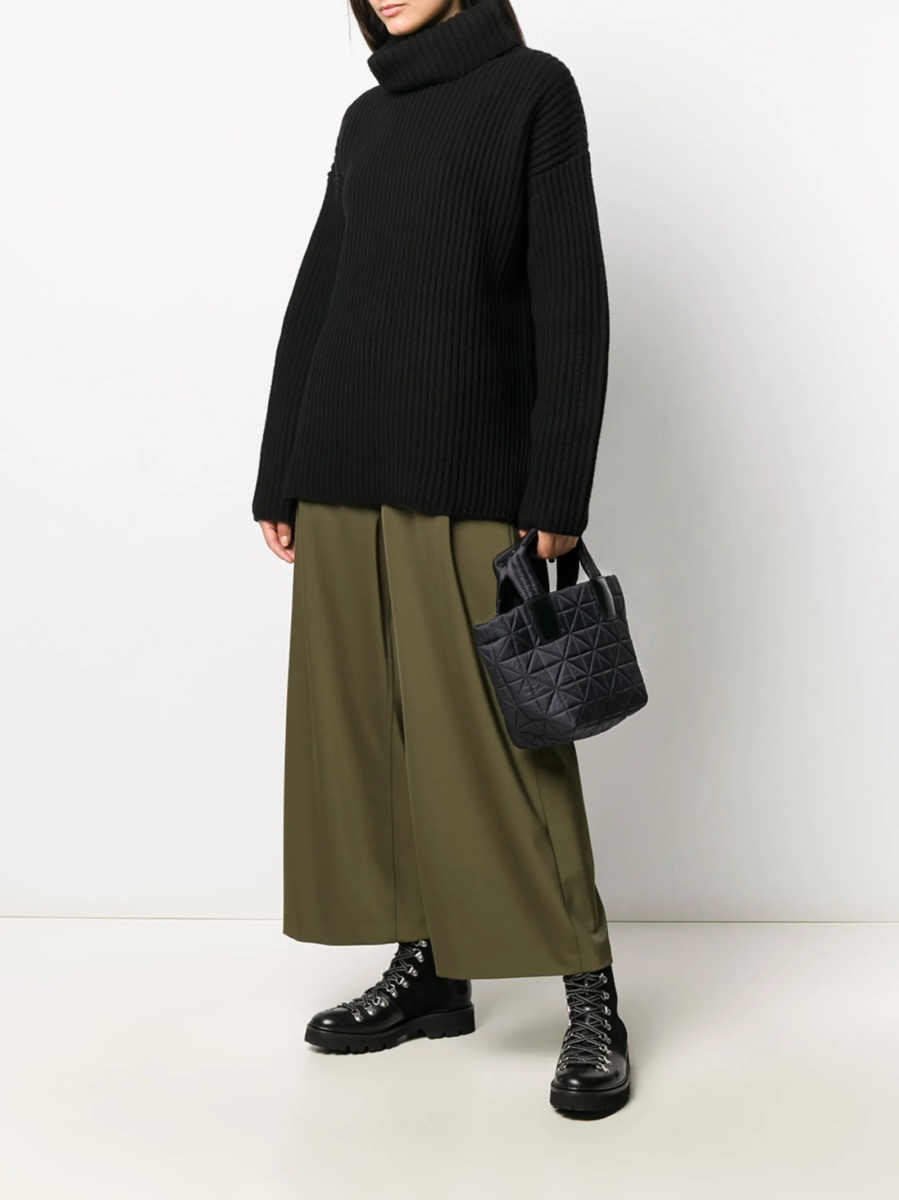 Geanta de mana VEECOLLECTIVE neagra din piele si nylon - Img 2
