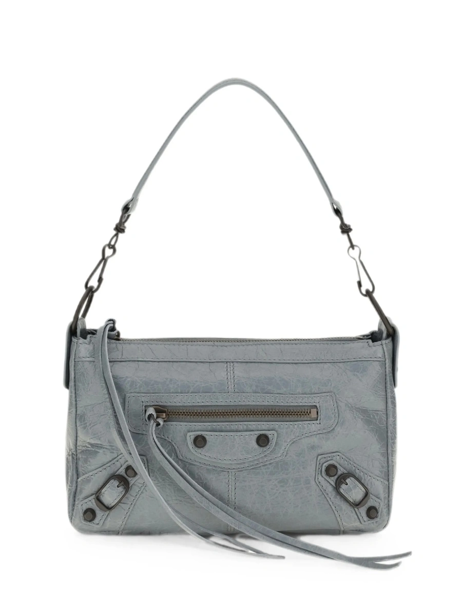 Geanta de umar Balenciaga albastra din piele - Img 5