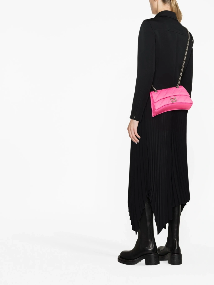 Geanta de umar Balenciaga Crush roz din piele - Img 2