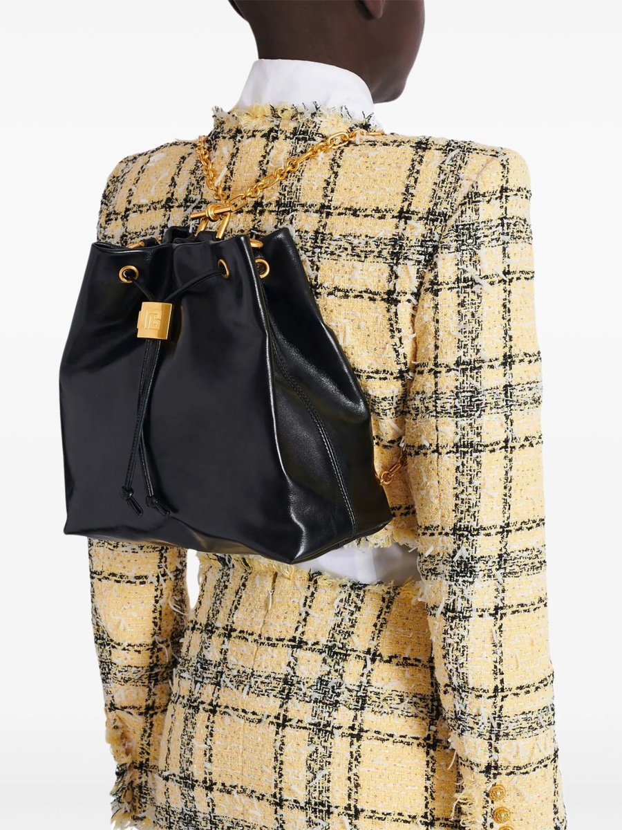 Geanta de umar Balmain neagra din piele - Img 5