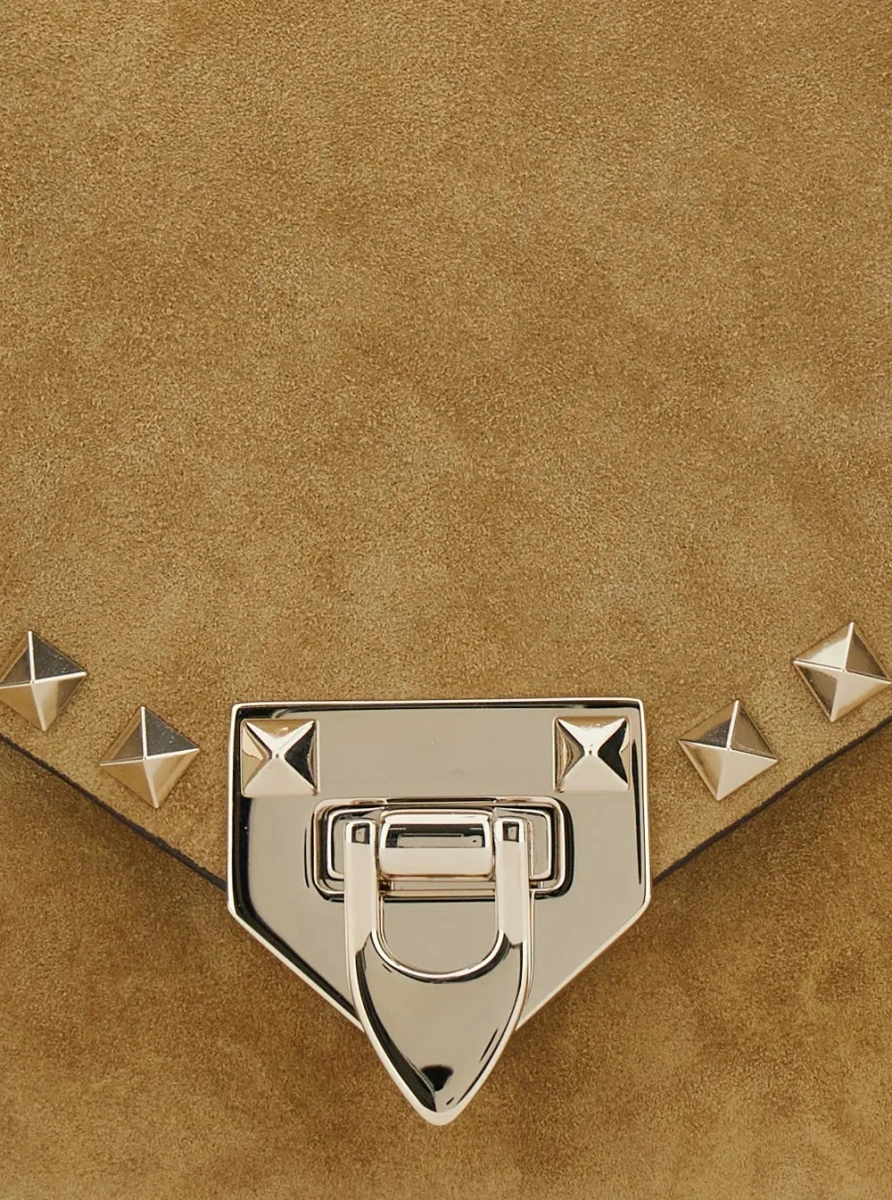 Geanta de umar Beige Crossbody bag with Envelope Design and Rockstud Decoration in Suede for Women - Img 3