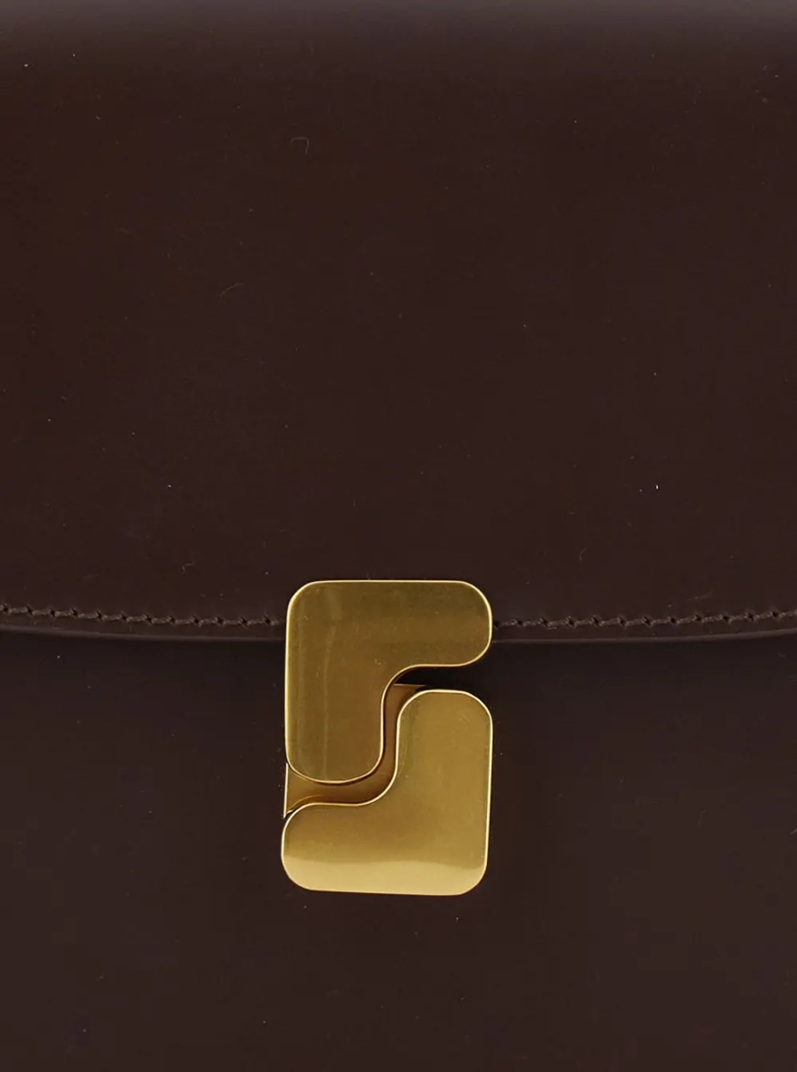 Geanta de umar 'Bellissima Mini' Brown Crossbody bag with Logo Plate on the Front in Leather for Women - Img 3