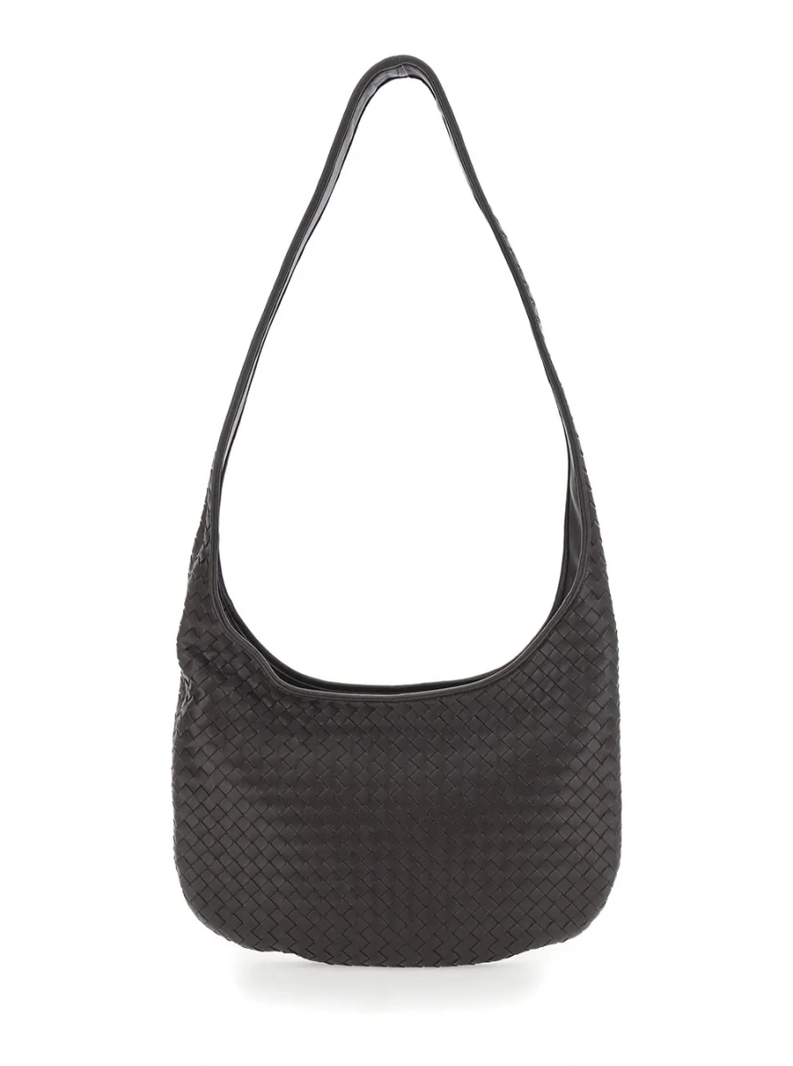 Geanta de umar Bottega Veneta maro din piele - Img 2
