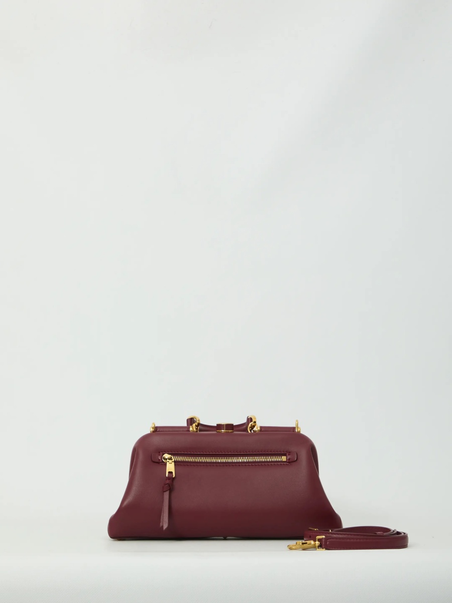 Geanta de umar Burgundy Lambskin Shoulder Bag - Img 2