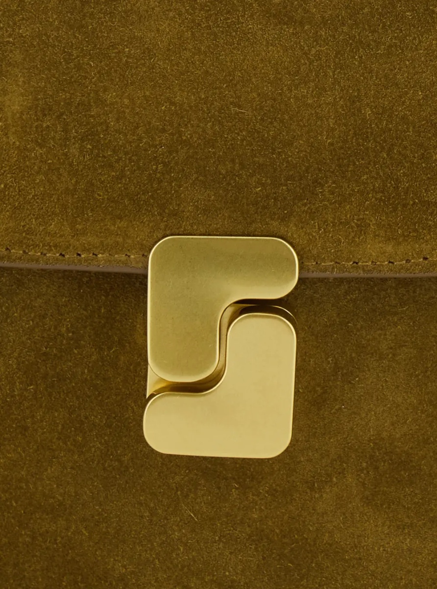 Geanta de umar Crossbody bag "BELLISSIMA MINI" with Flap Closure in Green Leather for Women - Img 3
