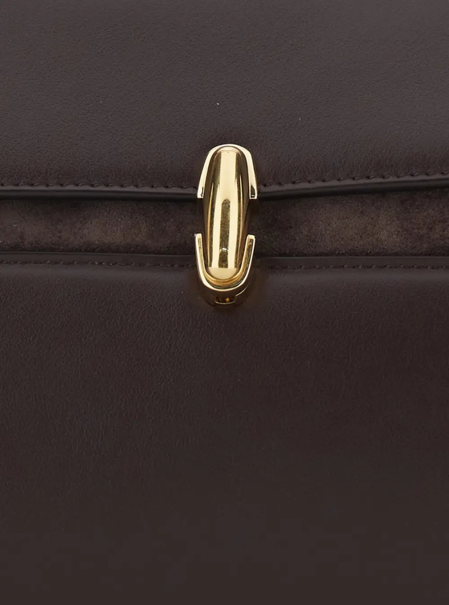 Geanta de umar Crossbody bag in suede and smooth leather with brown details for women - Img 3