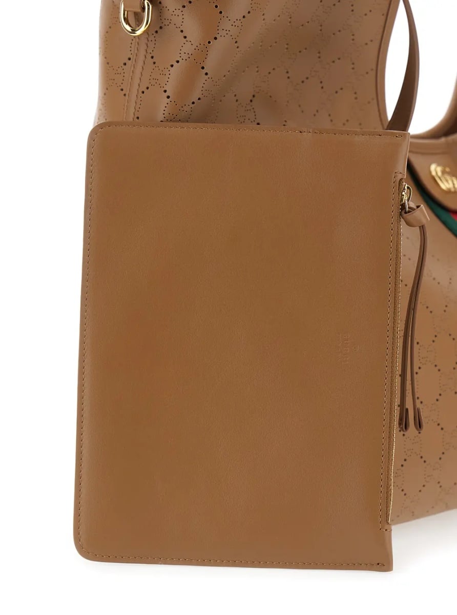 Geanta de umar 'Giglio' Beige Shoulder bag with Web Stripe and magnetic closure in GG leather woman - Img 3