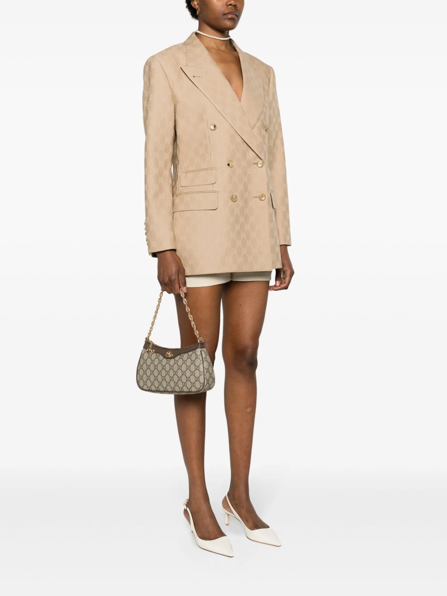 Geanta de umar Gucci neutra din piele si material textil - Img 2