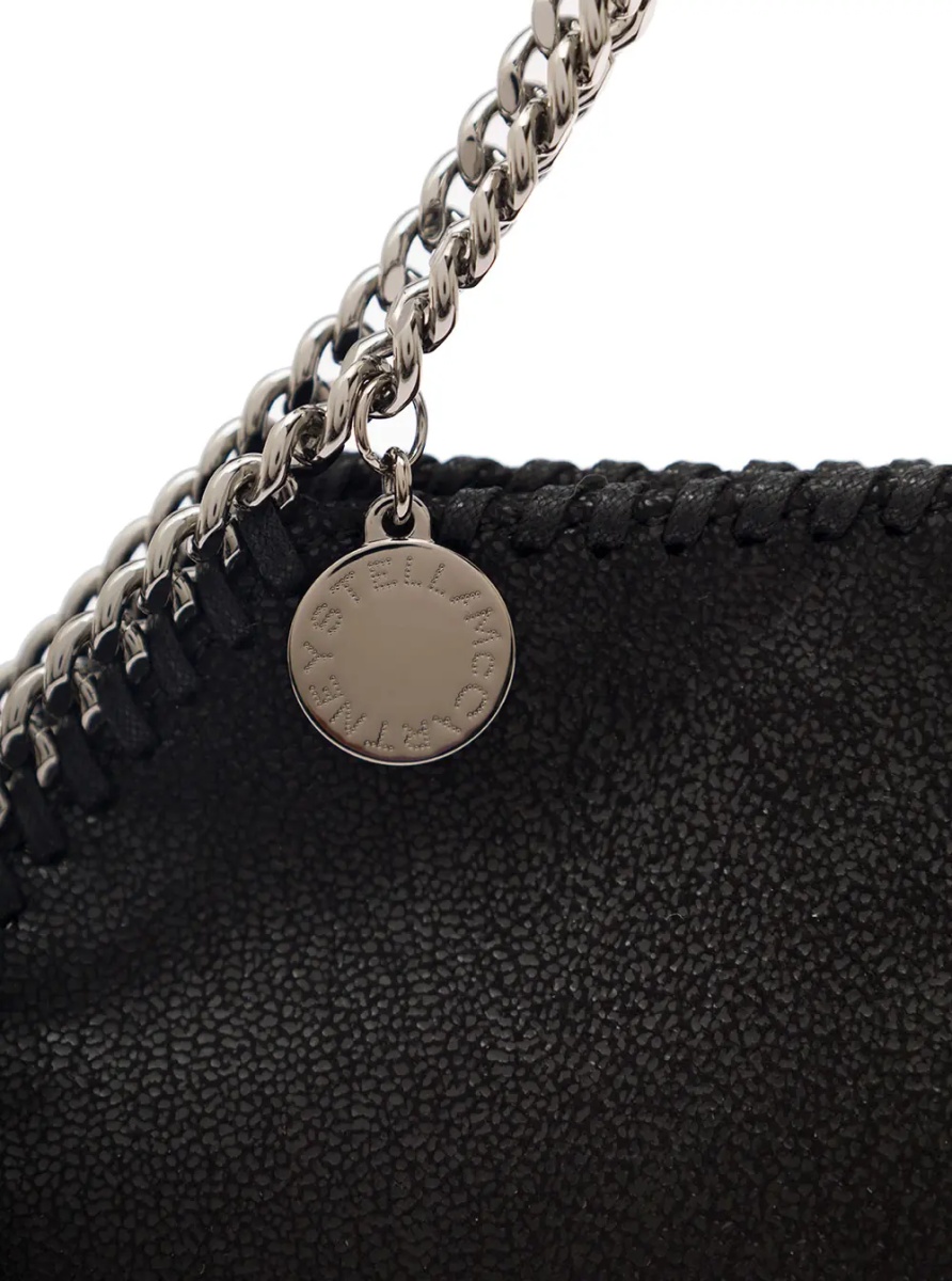 Geanta de umar Mini Tote Bag '3Chain' with Logo Engraved Charm in Black Ecoleather for Women - Img 4