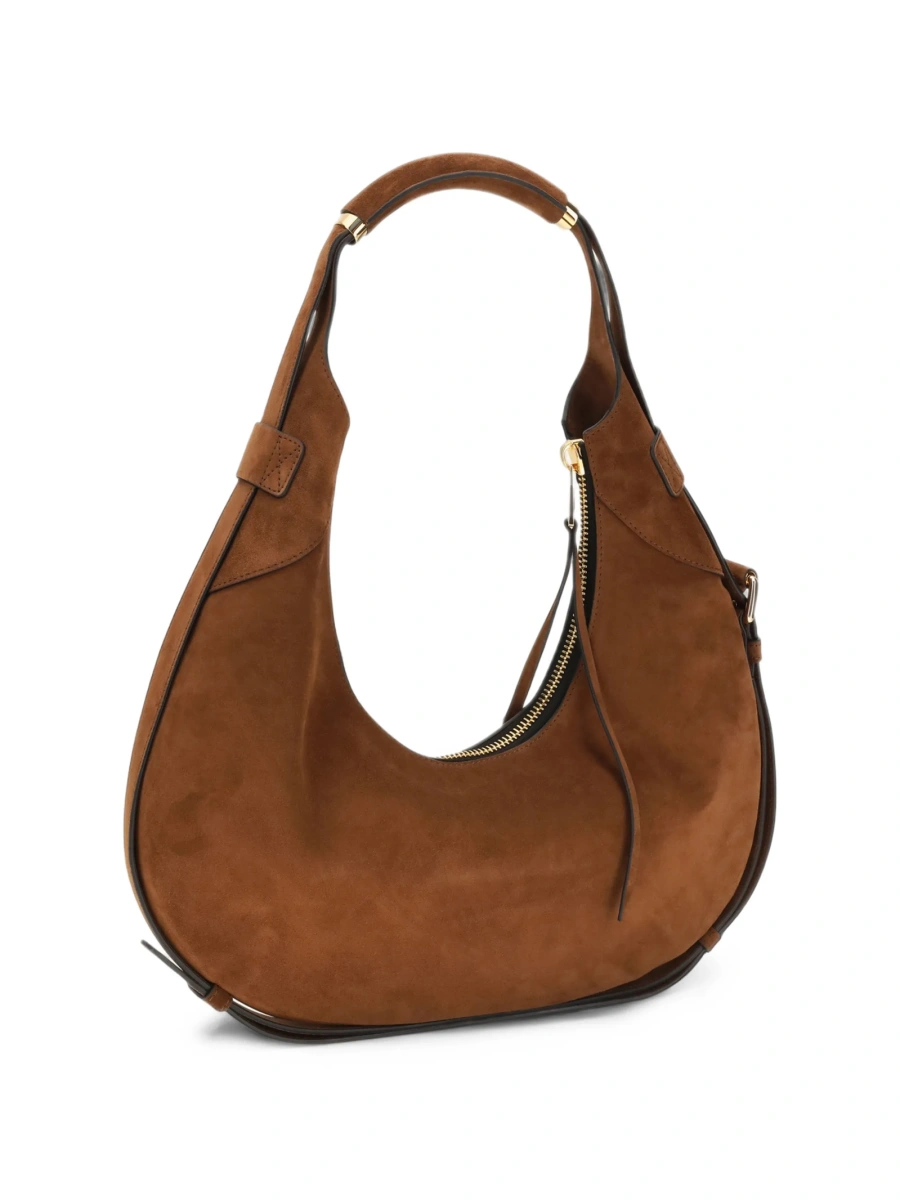 Geanta de umar Moschino maro din piele intoarsa - Img 5