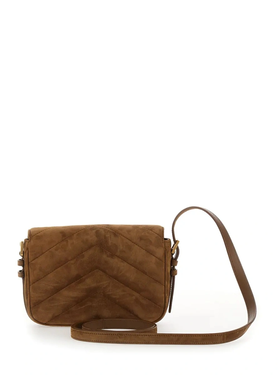 Geanta de umar Saint Laurent 'Loulou' maro din piele intoarsa - Img 2
