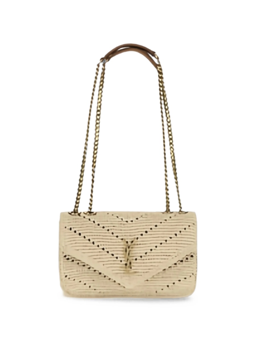 Geanta de umar Saint Laurent Loulou neutra din rafie - Img 2