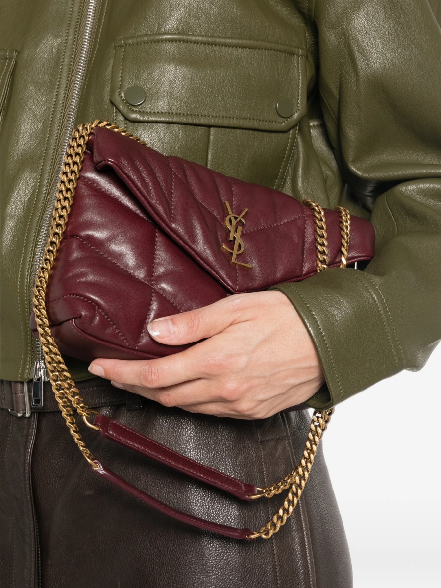 Geanta de umar Saint Laurent Puffer rosie din piele - Img 2