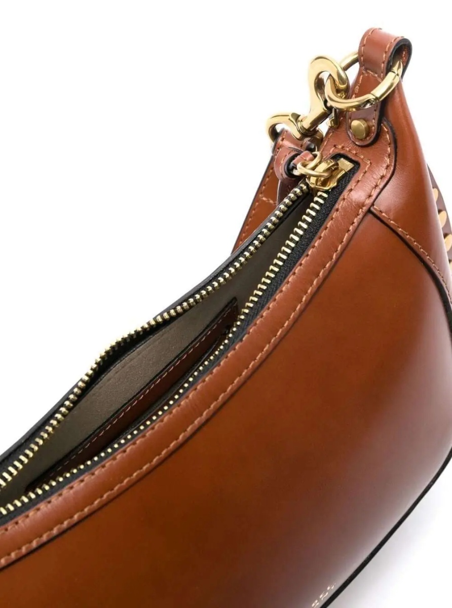 Geanta de umar Shoulder Bag 'Oskan Moon' with Studs in Brown Leather for Women - Img 3