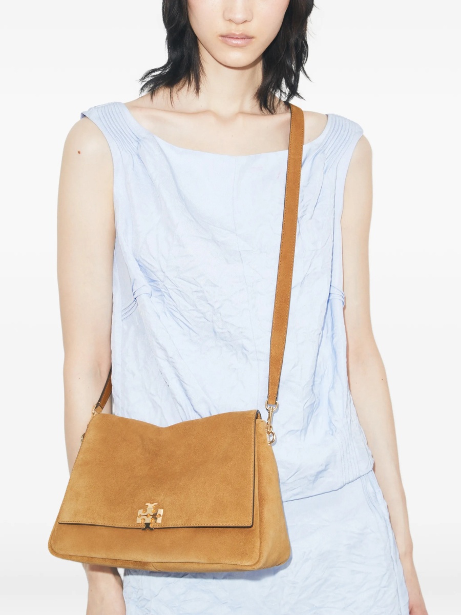 Geanta de umar Tory Burch neutra din piele intoarsa si piele - Img 2