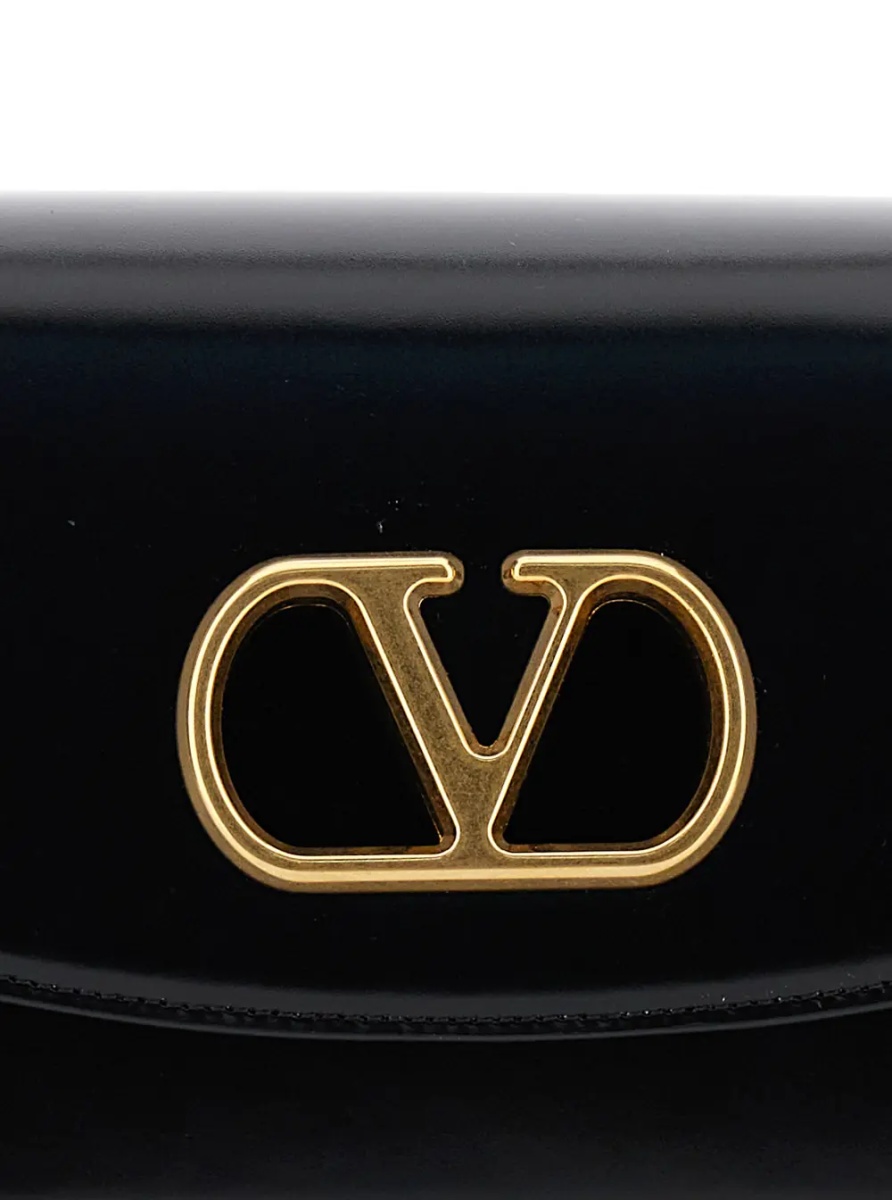 Geanta de umar 'Vain' Black Shoulder Strap with VLogo Plaque on the Front and One Top Handle in Leather Woman - Img 3