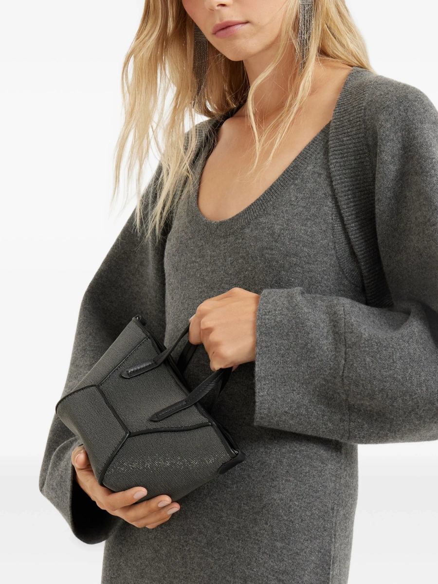 Geanta mini Brunello Cucinelli neagra din piele - Img 2
