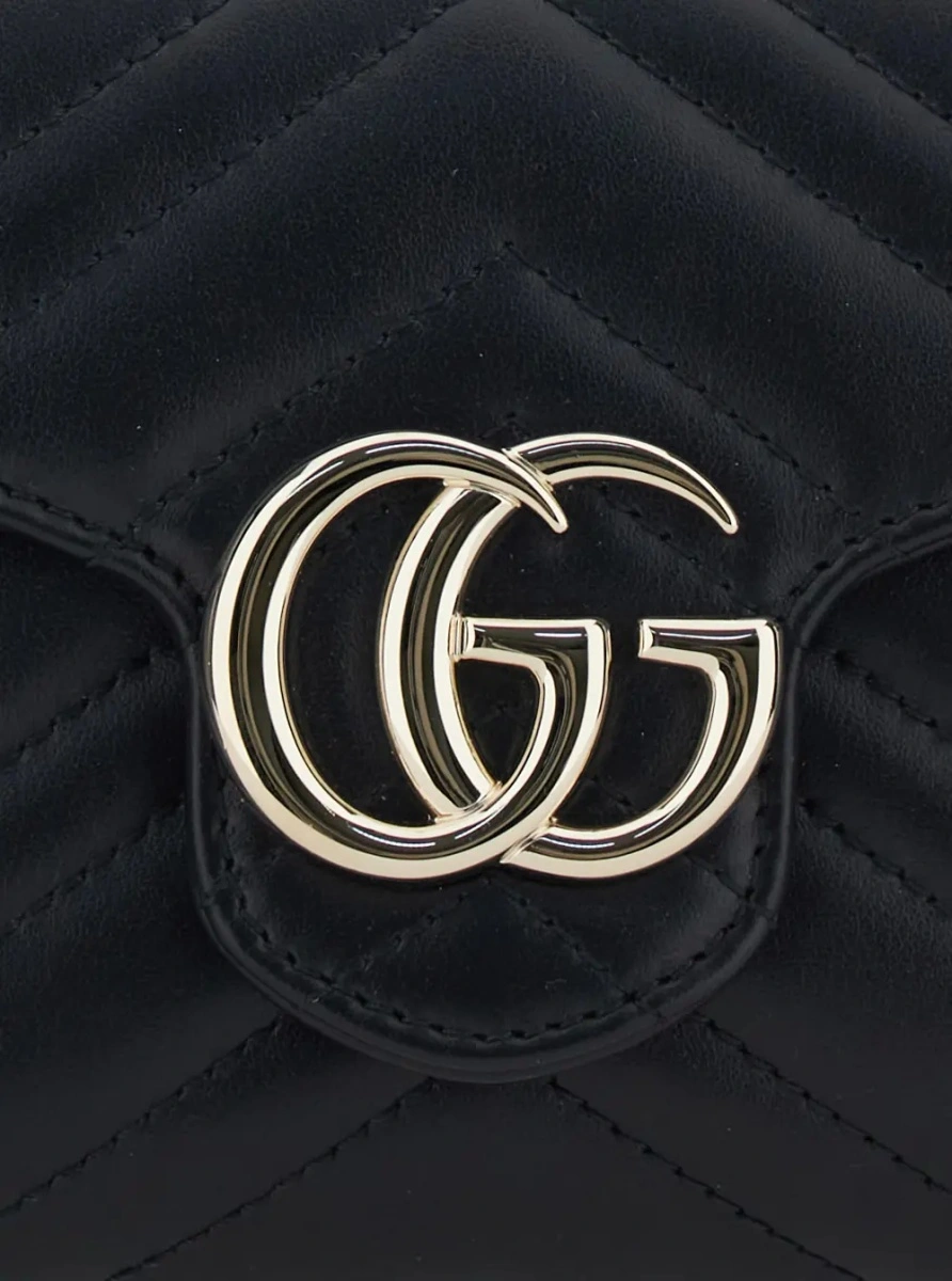 Geanta mini Gucci 'Marmont' neagra din piele - Img 3