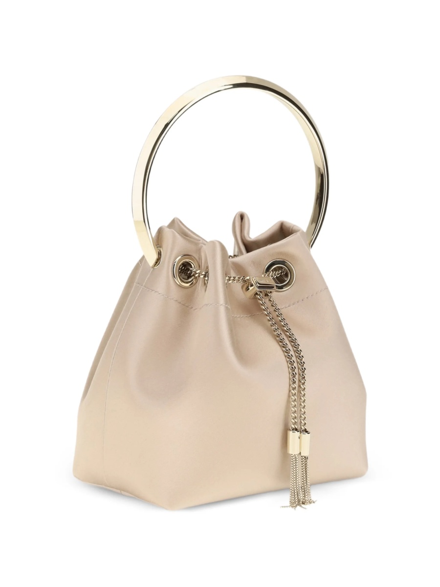 Geanta mini Jimmy Choo Bon Bon neutra din satin - Img 2