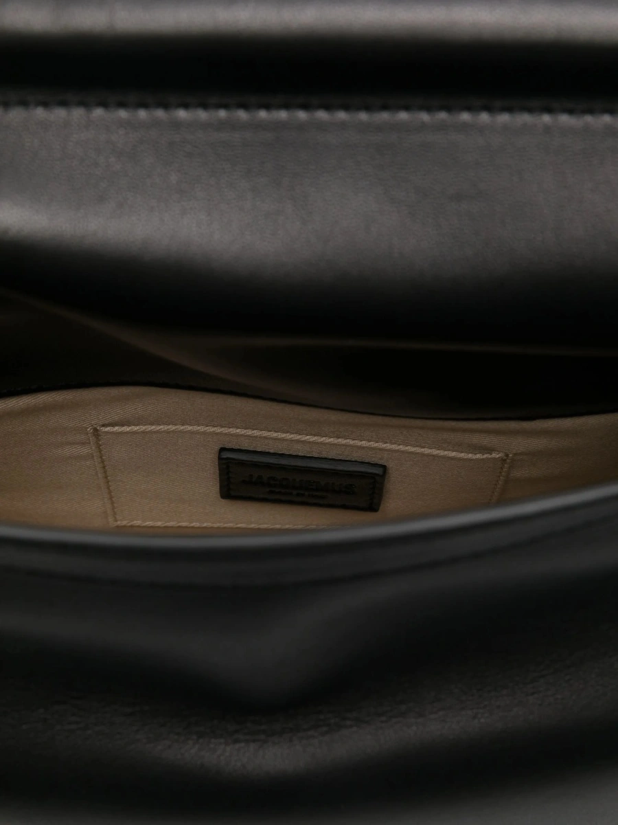 Geanta plic JACQUEMUS Rond Carré neagra din piele - Img 5