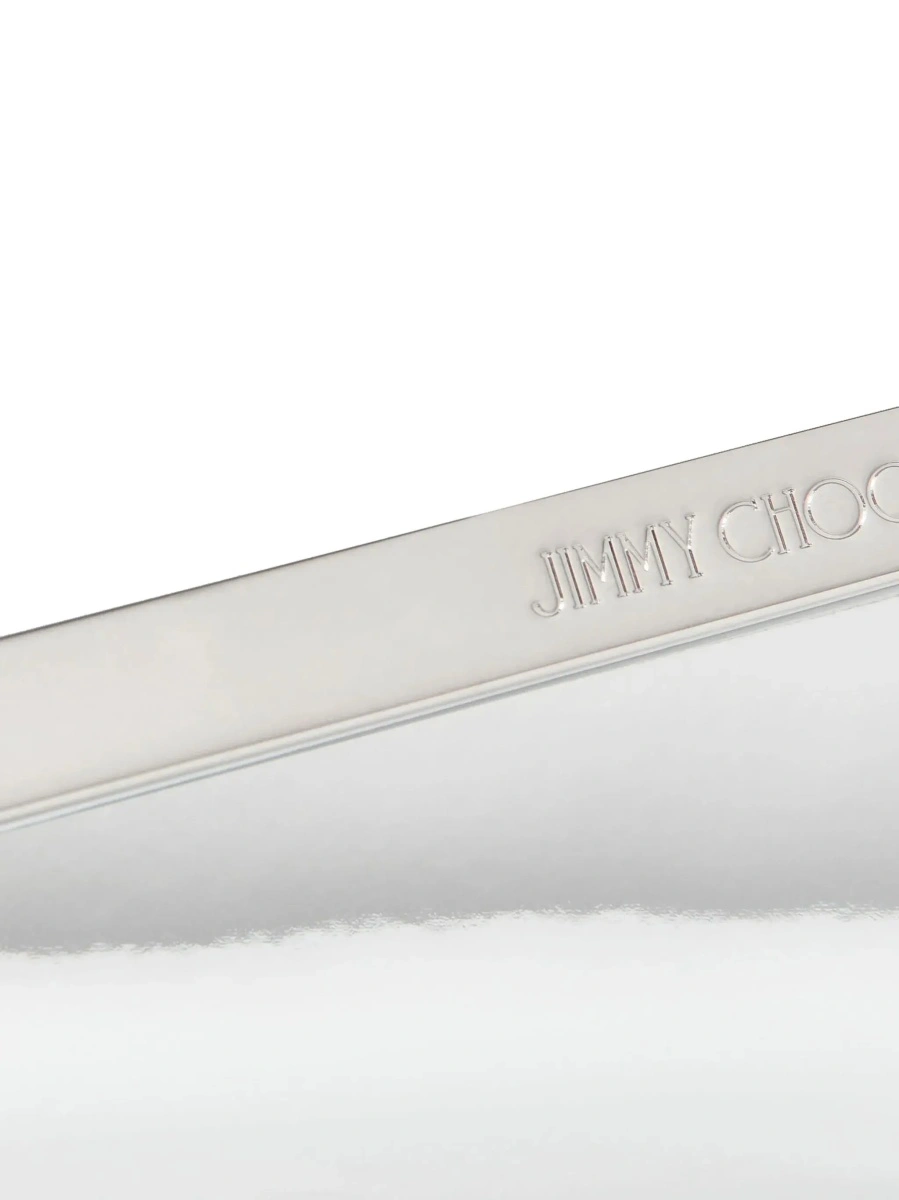 Geanta plic Jimmy Choo gri din piele si material textil - Img 7