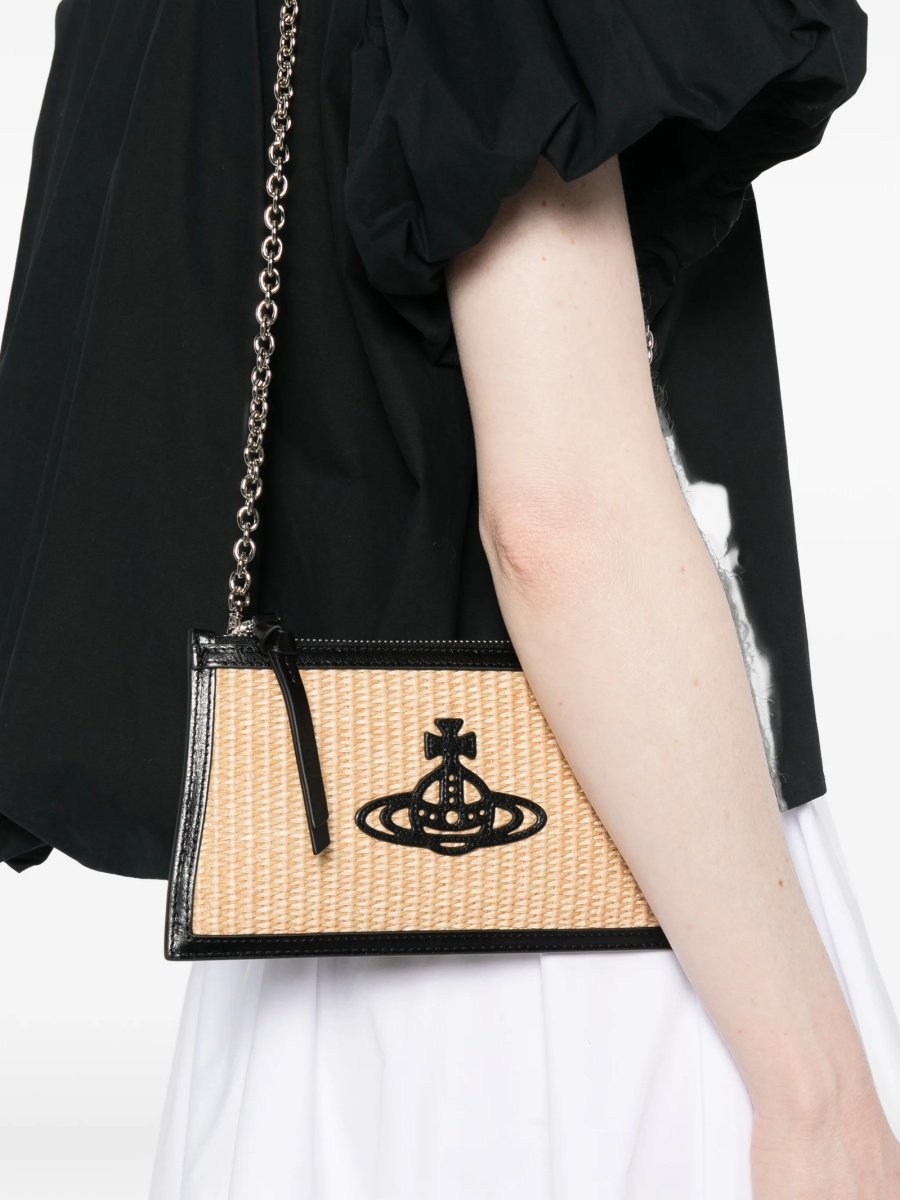 Geanta plic Vivienne Westwood neutra din paie si piele - Img 2