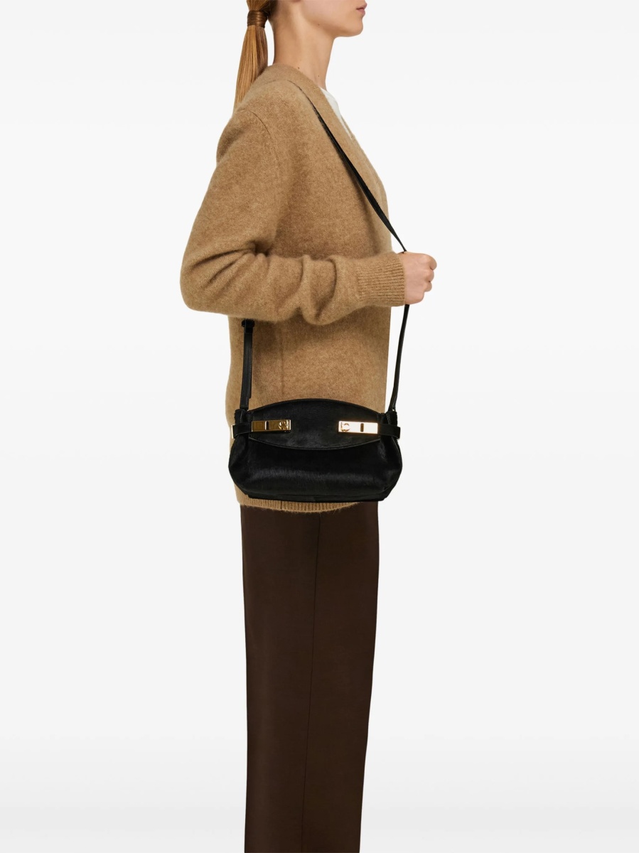 Geanta tip postas Ferragamo neagra din par de vitel - Img 2