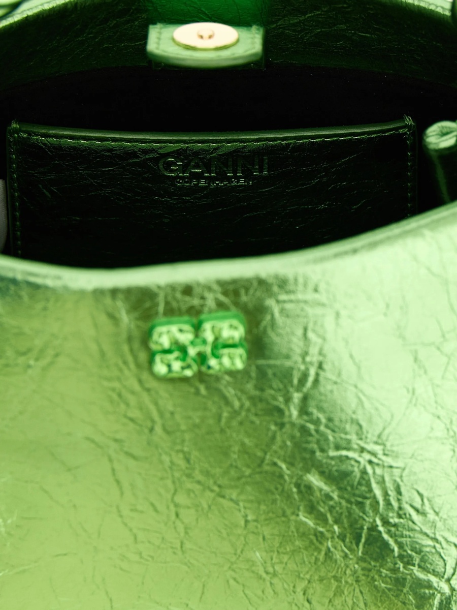 Geanta tip postas Ganni verde din poliuretan si polyester - Img 4