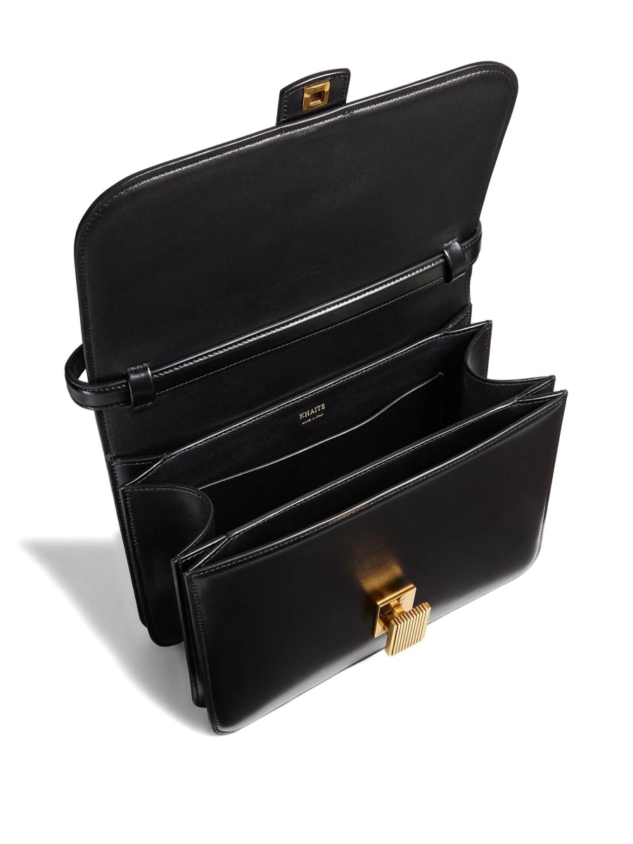 Geanta tip postas Khaite neagra din piele - Img 5