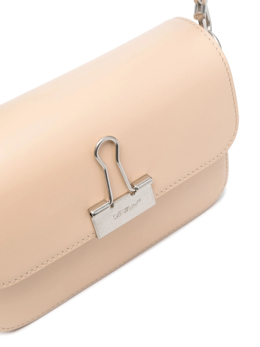 Geanta tip postas Off-White Binder neutra din piele - Img 4