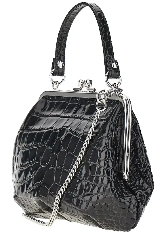 Genti Croco-print leather 'Granny Frame' mini bag - Img 2