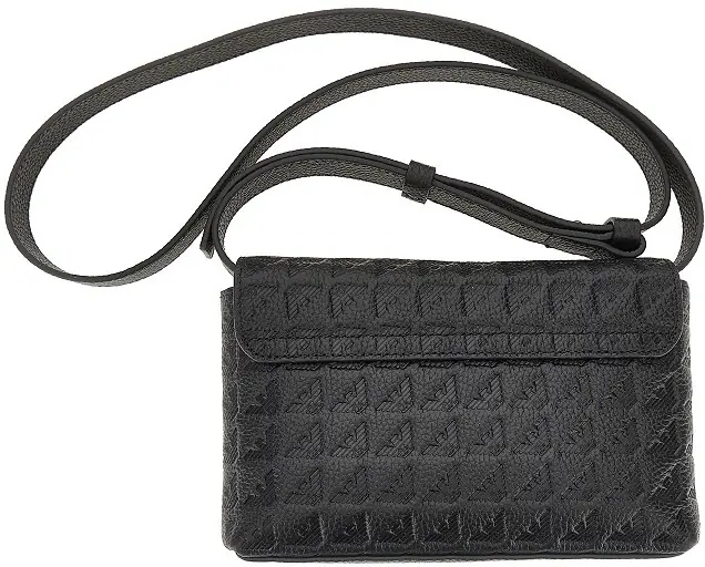 Genti Embossed leather pouch with strap - Img 2