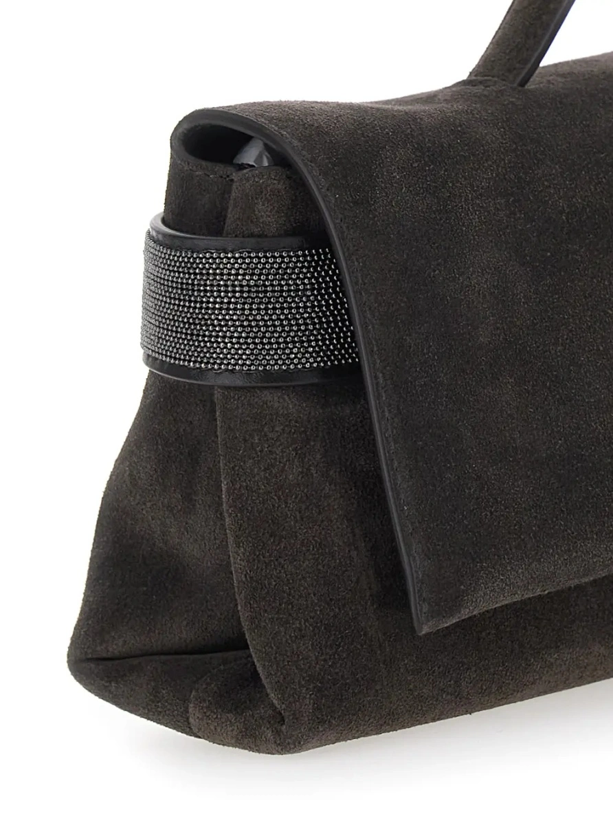 Genti 'Essence' Brown Clutch with Side Details in Suede for Women - Img 3