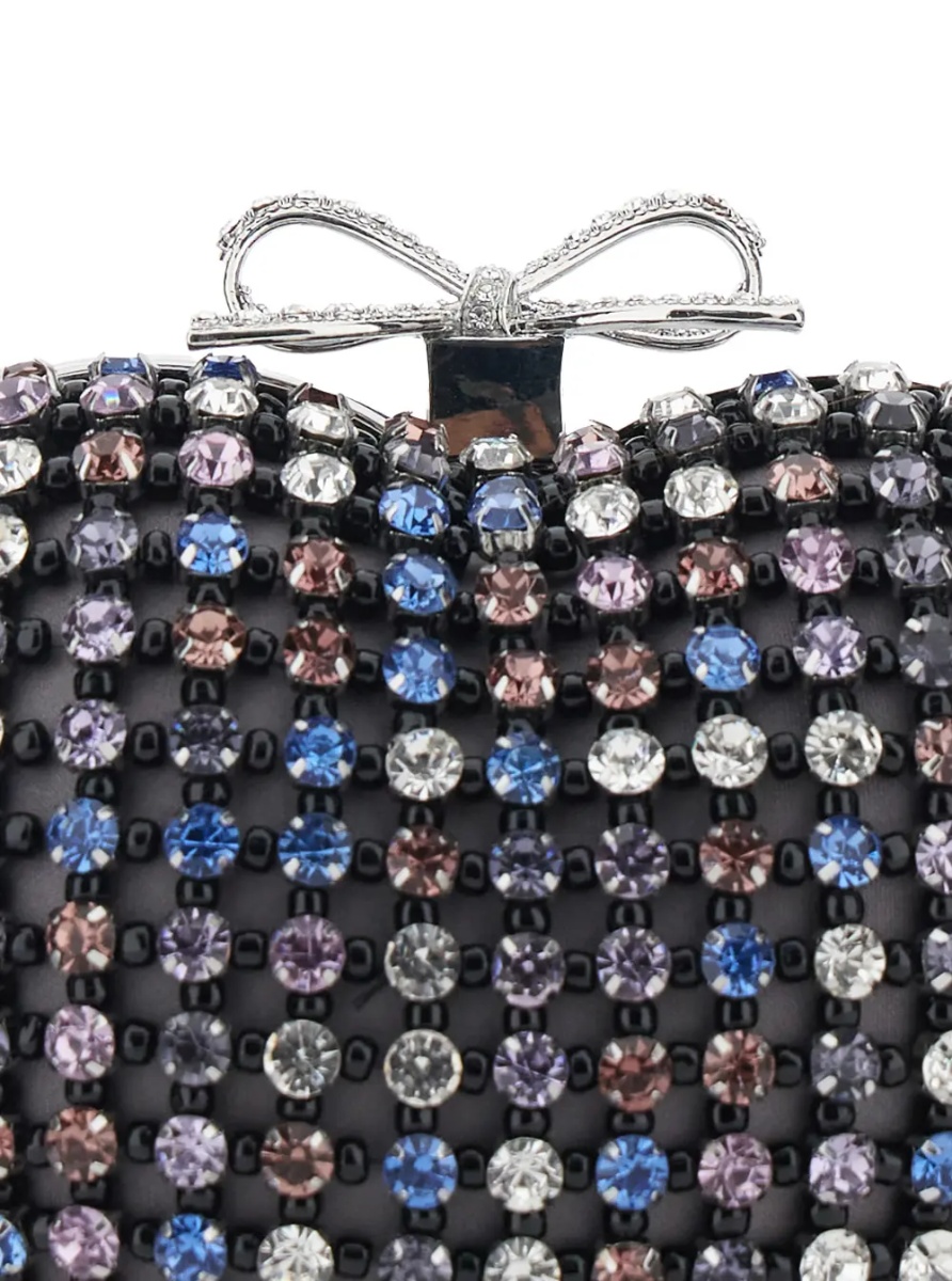 Genti Heart-Shaped Clutch 'Multicoloured' with Pearl Decoration and Tech Fabric Bow Detail - Multicolor - Women - Img 3