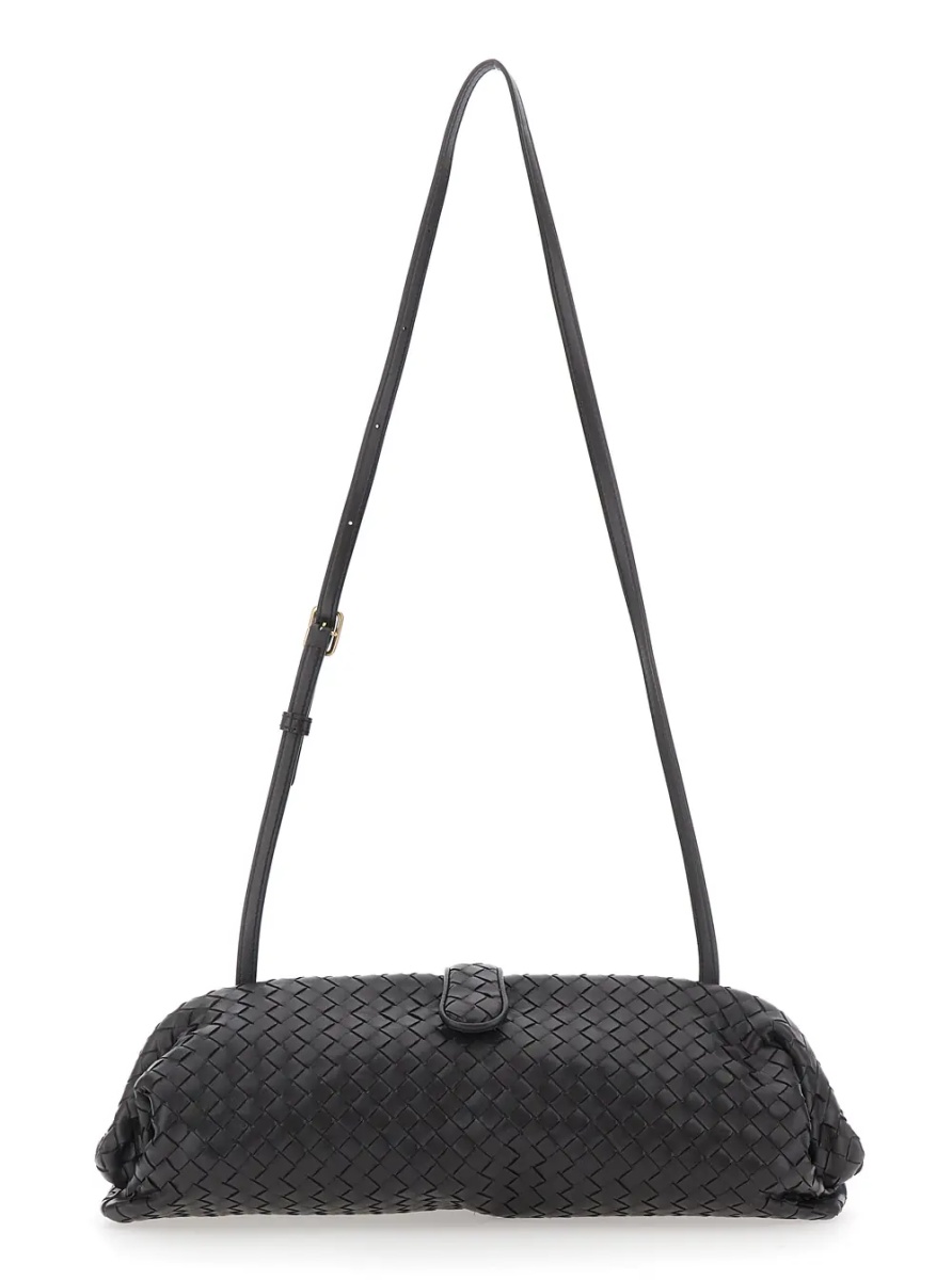 Genti 'Lauren 1979' Brown Clutch with Adjustable Shoulder Strap and Intrecciato Motif in Leather for Women - Img 3