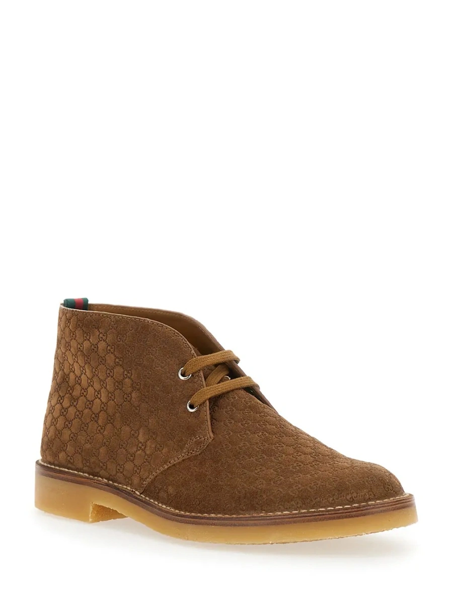 Ghete Gucci maro din piele intoarsa GG - Img 2