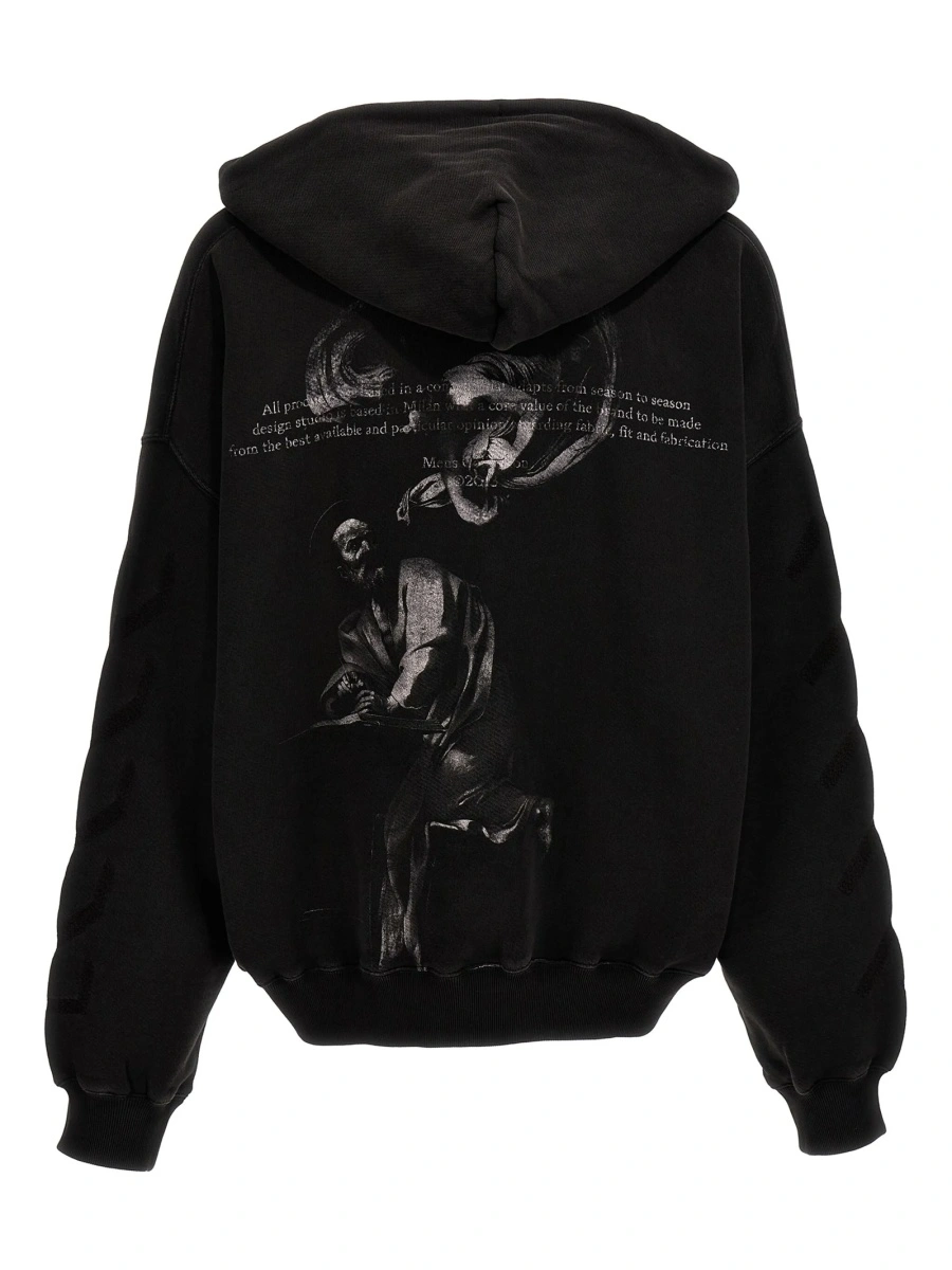 Hanorac Off-White negru din bumbac - Img 2