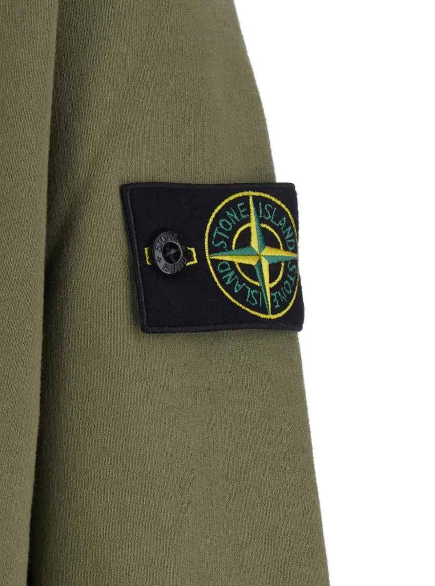 Hanorace Green Crewneck sweatshirt with logo patch on the sleeve in cotton for men - Img 3