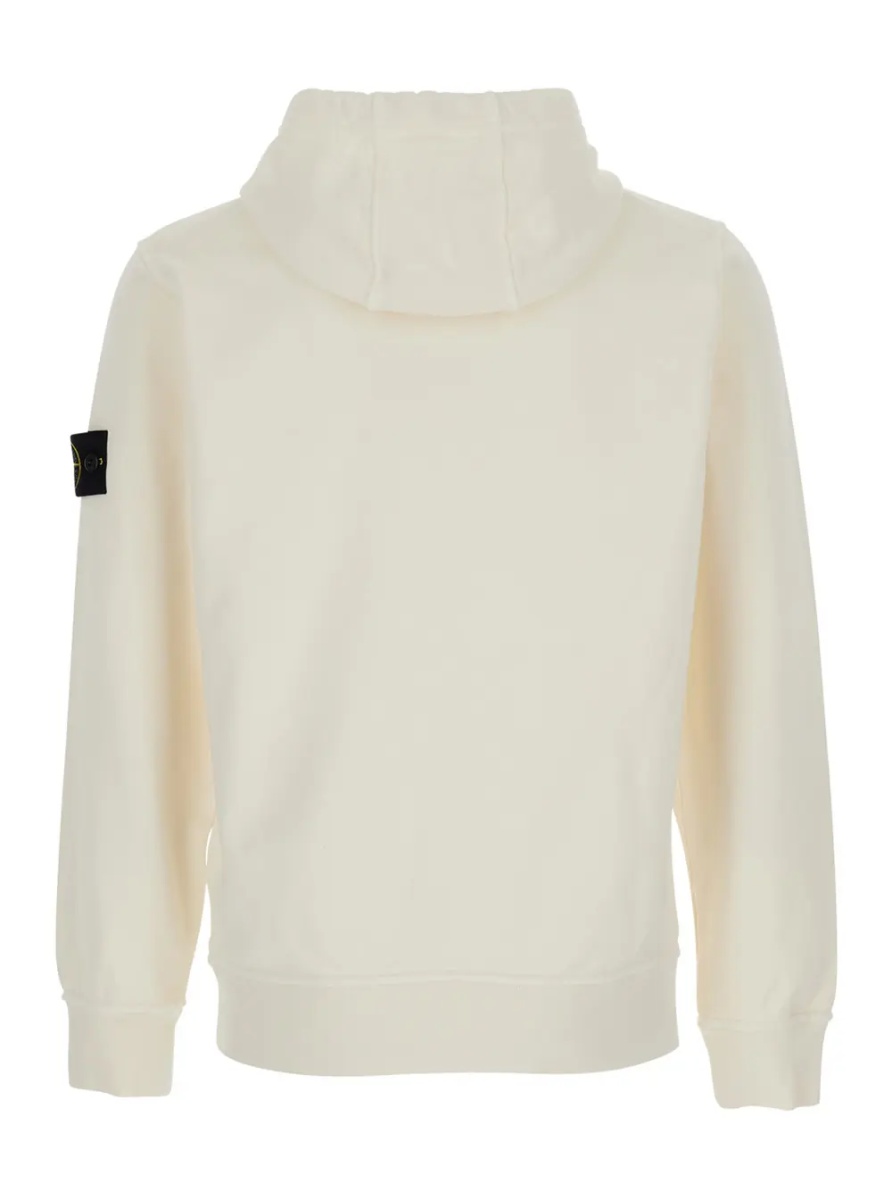 Hanorace Hooded Sweatshirt with Fixed Hood and Logo on the Front in White - Img 2