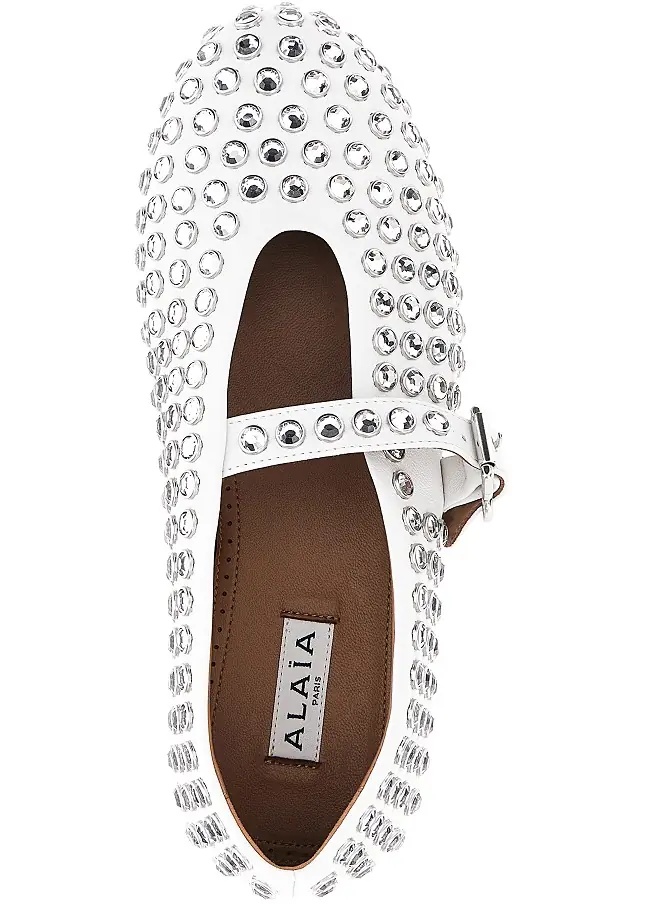 Incaltaminte Strass-embellished leather ballerinas - Img 4