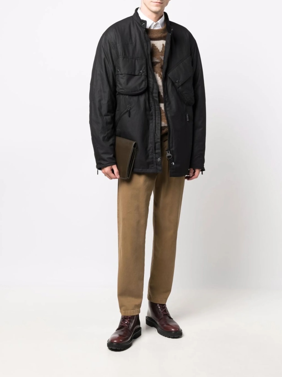 Jacheta Barbour neagra din lana si bumbac - Img 2